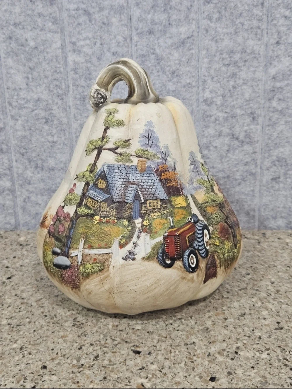 Hobby Lobby Fall Gourd Pumpkin Cottage Tractor Harvest Centerpiece Decor 8.5